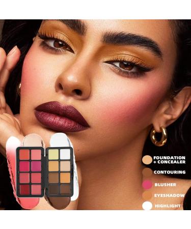  JIEBWCHA Cream Blush Palette - 16 Colors: High-Illumination Cream Blush Bronzer Waterproof Cheek Contour for Women Girls Travel Parties Weddings Special Occasions - Buy Online on GoSupps.com