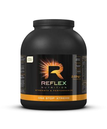 Reflex Nutrition One Stop Xtreme |Serious Mass Protein Powder | 55g Protein | 10.3g BCAA'S |low GI carbs | 5 000mg Creatine | (Vanilla Ice Cream 2.03kg) Vanilla Ice Cream 2.03kg