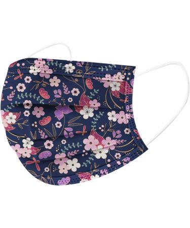 Goddess Accent 50 Pack Disposable Face_Mask Cute Floral Tie Dye Printed Protection for Adults Women - Buy Online on GoSupps.com
