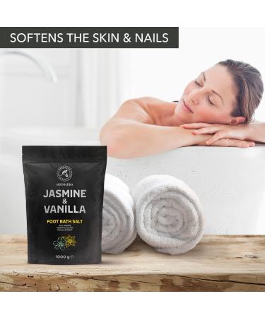 Luxury Jasmine & Vanilla Foot Bath Salt 1000g - Natural Sea Salt Blend for Pedicure Relaxation & Aromatherapy - Essential Oils for Ultimate Foot Care - Buy Online on GoSupps.com