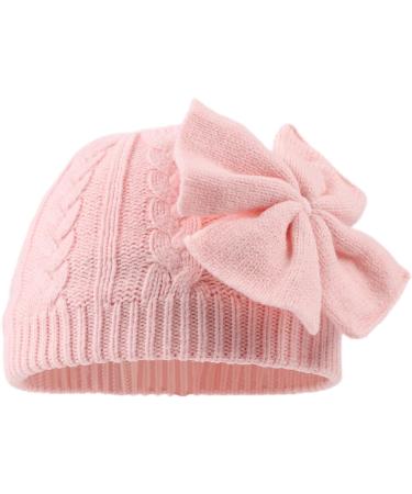 XIAOHAWANG Baby Girl Winter Hat | Cute Bow Knitted Beanie for Girls 2-6 Years | Pink - Buy Online on GoSupps.com