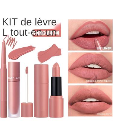  gifyym Lip Pencil and Lipstick Set 3 Long-Lasting Nude Lip Pencils | Highly Pigmented Velvet Lip Gloss Makeup Set | Natural Makeup Kit for - Buy Online on GoSupps.com