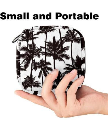 Buy Portable Women's Binding Bags | Menstrual Cup & Pad Pockets for Teens | Stylish Black & White Coconut Tree Design - Buy Online on GoSupps.com