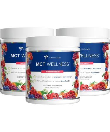 Gundry MD MCT Wellness Powder to Support Energy Ketone Production and Brain Health Keto Friendly Sugar Free (90 Day Supply Raspberry Medley) Raspberry Medley 7.62 Ounce (Pack of 3)