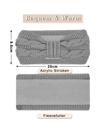 Hoowa Women's Winter Headband - Fleece Knit Ear Warmer 2pcs Elastic Hair Bands in Beige & Gray - Buy Online on GoSupps.com