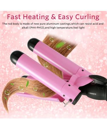 3 Barrel Curling Iron for Women - Adjustable Temperature Ceramic Hair Curler with LCD Display - 32MM Pink Triple Barrel Curling Wand - Buy Online on GoSupps.com