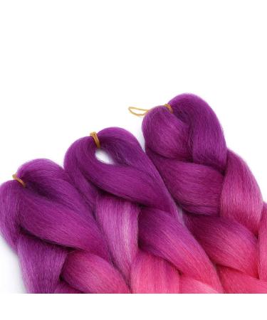 Buy 24 Synthetic Hair Extensions - Purple & Pinkish Red Crochet Braids for Stunning Hairstyles - Buy Online on GoSupps.com