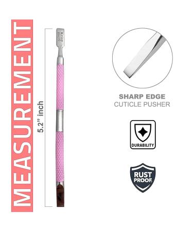 Krisp Beauty Dual Sided Cuticle Pusher - Surgical Grade Stainless Steel Manicure Pedicure Tool Set for Nail Care - Pink - Buy Online on GoSupps.com