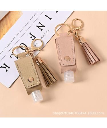 HSYHERE Multifunction Portable Empty Travel Bottle Keychain Hand Sanitizer Bottle Keychain PU Leather Tassel Key Chains Car Key Ring +Refillable Containers for Toiletry Shampoo Lotion Soap -Grey - Buy Online on GoSupps.com