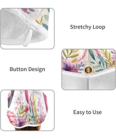 Flamingo Sunglasses Floral Wreath Hair Towels 2 Pack | Super Absorbent Quick Dry Hair Turbans for Women & Girls - Buy Online on GoSupps.com