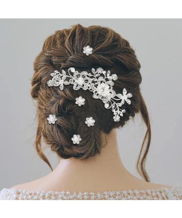 Cinaci 36 Pack Sparkly Silver Rhinestone Pearl Wedding Hair Combs and Clips Set - Bridal Accessories for Women, Brides, Bridesmaids - Buy Online on GoSupps.com