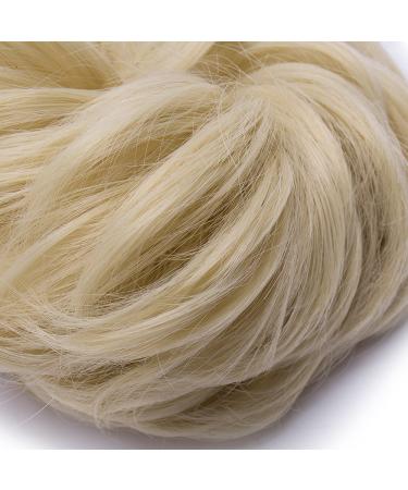 Hair Tie Bun Extensions - #613C Bleached Blonde Updo with Elastic Band | Natural Thickness Hairpiece - Buy Online on GoSupps.com