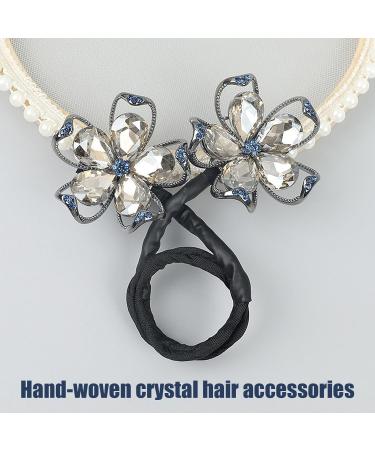 Flower Barrettes for Women | Cloth Alloy Flower Bud Shape Hair Clips Handmade Elastic Barrettes Hair Accessories for Stylish crystal - Buy Online on GoSupps.com