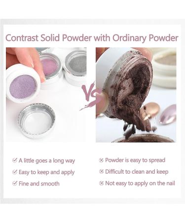 BQAN Chrome Nail Powder Set - 6 Jars Mirror Effect Holographic Titanium Metal Powders in Green, Silver, Pink, Purple | Nail Decoration Kit with Sponge Brushes - Buy Online on GoSupps.com