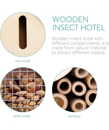 Navaris Wooden Insect Hotel - Natural Wood Garden Shelter for Bees, Butterflies, Ladybirds - 15 x 8 x 20 cm - Buy Online on GoSupps.com