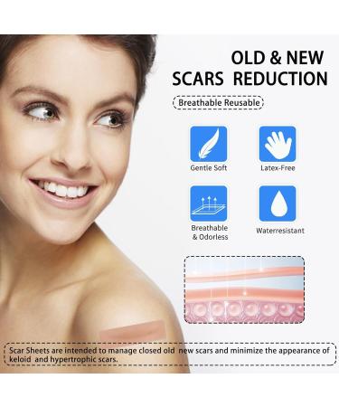 Silicone Scar Sheets - Reusable Scar Removal Strips for Surgical Scars, Keloids, C-Section, Acne, Stretch Marks - Pack of 4 - Buy Online on GoSupps.com