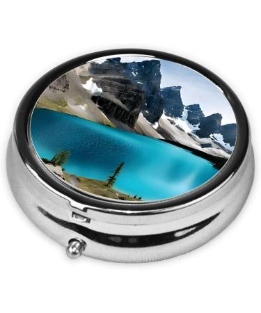 Rocky Mountain Printed Mini Round Pill Box | 3 Compartment Travel Pill Organizer | Portable Medicine Case for Home & Office - Buy Online on GoSupps.com