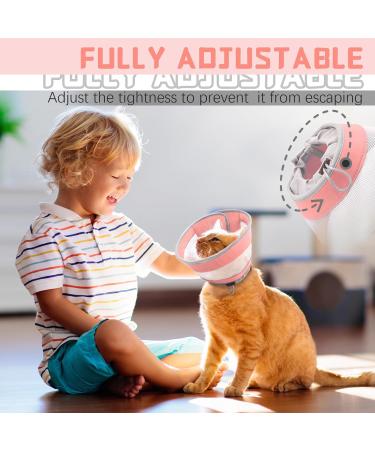 Supet Breathable Adjustable Cat Cone Collar - Water Resistant & Soft Recovery E-Collar for Cats - Pink (Neck Girth 14-24CM) - Buy Online on GoSupps.com