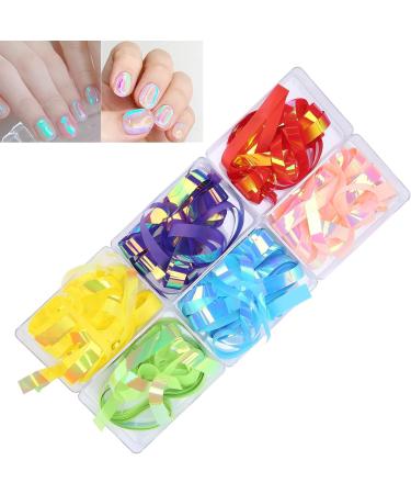 Nail ArtCellophane Paper Strip Reflector DIY Nail Art Decoration Colorful Nail Glass Foil 6 Boxes for Nail Salon for Household for Women for Girls - Buy Online on GoSupps.com