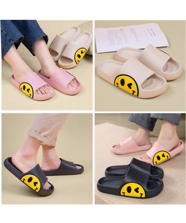 Smiley Face Slides for Women and Men | Non-Slip EVA Sandals | Indoor/Outdoor Slippers | Quick Dry | Pink | Sizes 5-6 Women/4-5 Men - Buy Online on GoSupps.com