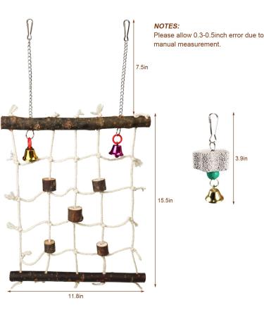 Parrot Climbing Ladder Swing Toy for Bird Cage - Chewable Wooden Perch Stand for Parrot, Conure, Finch, Cockatoo - Hanging Rope Swing for Budgie, Lovebird, Parakeets - H01 - Buy Online on GoSupps.com
