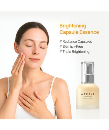 ACCOJE Brightening Capsule Essence 50 ml / 1.69 fl oz Lightweight K-Beauty Essence with Korean Jeju Botanicals for Radiant Even-Looking Skin - Buy Online on GoSupps.com
