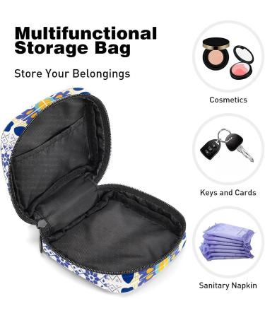 Purple Talavera Geometric Flower Pattern Sanitary Napkin Storage Bag - Portable Period Pouch for Women & Teens - Multi-colored - Buy Online on GoSupps.com