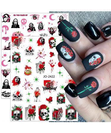 8 Sheets Halloween Ghost Nail Art Stickers - Cute 3D Self-Adhesive Designs for DIY Manicure - Horror Nail Decorations for Women & Girls - Buy Online on GoSupps.com