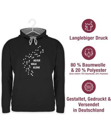 Shirtracer Hoodie for Dog Owners - Unisex Two-Colored Sweater with Paw Prints - Never Walk Alone - Size L Black/Gray Mottled - Buy Online on GoSupps.com