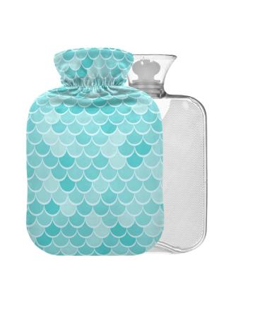 Heat bottle with cover mermaid scale BPA-free 2 l large hot water bag for pain relief back pain heat and cold therapy 2L
