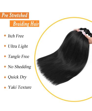 Pre-stretched 26 Inch Black Synthetic Braiding Hair 8 Pack - EZ Braid Soft Texture for Knotless Yaki Style , Wet and Wavy - Perfect for Braiding - Buy Online on GoSupps.com