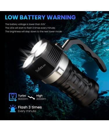 Sofirn SD01-6000LM 6000 Lumen LED Scuba Diving Flashlight | Waterproof Torch with Magnetic Control Switch | 100m Underwater, 4 Light Modes - Buy Online on GoSupps.com
