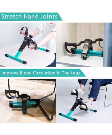 Uten Folding Pedal Exerciser - Portable Mini Desk Bike for Leg and Arm Exercise | Adjustable Sitting Workout with Electronic Display - Peacock Green - Buy Online on GoSupps.com