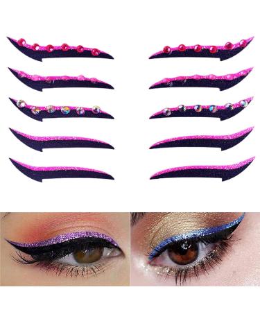 Glitter Self Adhesive False Eyelashes with Reusable Pink Eyeliner Stickers - Waterproof and Long-Lasting (5 Pairs) - Buy Online on GoSupps.com