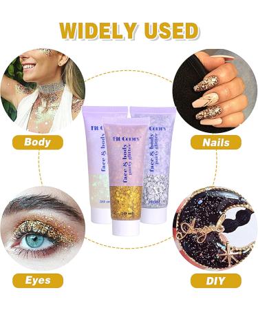  Miioto Glitter Gel for Face Hair Body Sequins for Cosmetics Lips Nails Festival Party 3 Colors (B) - Buy Online on GoSupps.com