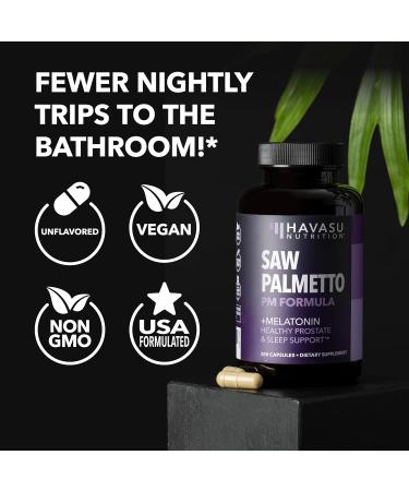 Saw Palmetto PM for Men with Melatonin 3mg - Night Time Prostate Health Supplement for Bladder and Sleep Support - Reduce Urinary Frequency - 200 Count - Vegan Non-GMO Capsules - Over 6 Month Supply with Melatonin (200 Cou  - Buy Online on GoSupps.com