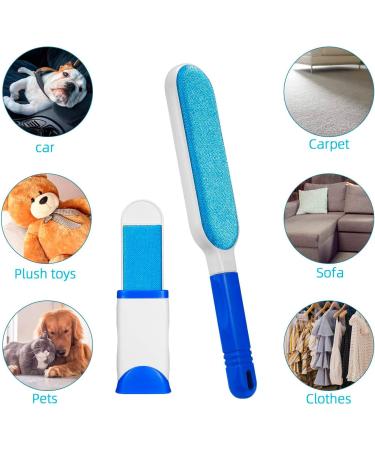 Alihoo Double-Sided Brush Hair Remover & Pet Brush - Self-Cleaning Base for Furniture & Carpet - Large & Travel Size - Blue - Buy Online on GoSupps.com