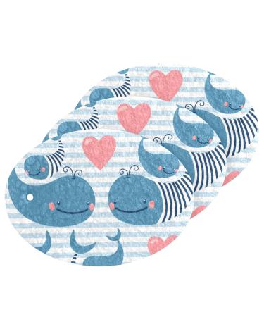 3-Pack Cleaning Kitchen Sponges Oval Cute Blue Whale Stripe Kitchen Cellulose Dishwashing Wood Pulp Cotton
