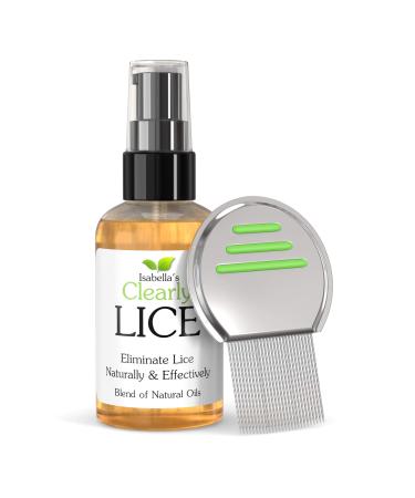 Isabella's Clearly LICE Blend of Natural and Essential Oils | Non Toxic Scalp Oil for Lice and Nits with Metal Nit Comb (Included) | Neem Rosemary Cedarwood | for Adults and Kids | Made in USA 4 Ounce