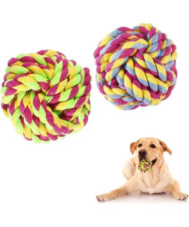 Vivifying Dog Rope Ball 2 Pack Braided Cotton Chew Balls for Dental Care & Play - Buy Online on GoSupps.com