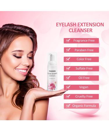 60ml Eyelash Extension Cleanser + Mascara Wand | Paraben & Sulfate Free Foaming Lash Bath for Extensions - Salon Quality Makeup Remover (2 Fl Oz) - Buy Online on GoSupps.com