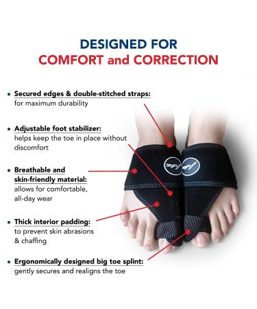 Dr. Arthritis Toe Straightener Foot Brace - Adjustable Big Toe Corrector and Bunion Brace for Men & Women (Black) - Buy Online on GoSupps.com