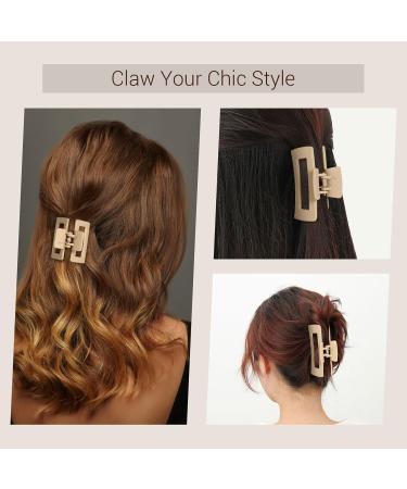 Shinowa Hair Clip Set - 3 Strong Hold Slipproof Gripper Accessories for Long Thick Hair - Beige - Buy Online on GoSupps.com