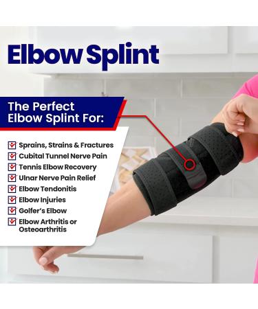 Elbow Splint for Tendonitis & Cubital Tunnel Brace - Tennis Elbow Support with Arm Compression Sleeve - Ulnar Nerve Brace for Men & Women - Pain Relief & Sleep Aid - Buy Online on GoSupps.com