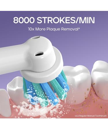 SEAGO Rotating Electric Toothbrush - 8 Brush Heads 5 Modes Rechargeable Smart Timer IPX7 Waterproof - Perfect for Adults - Buy Online on GoSupps.com
