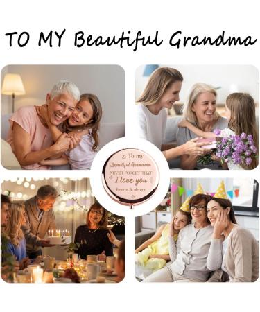 Mother's Day Grandma Gifts: Rose Gold Compact Mirror for Granny - Best Birthday & Thanksgiving Gift from Granddaughter/Grandson | Ideal Grammy/Mimi Present for Grandmother from Grandkids - Buy Online on GoSupps.com