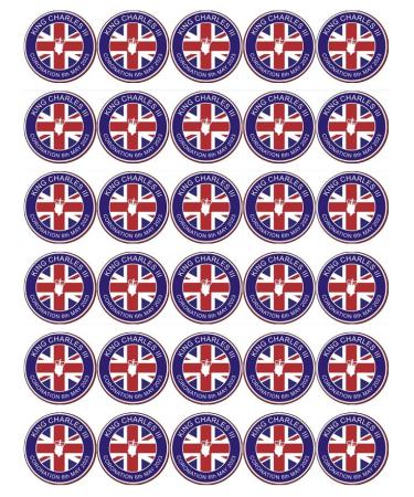 30 King Charles III Roayl Family Coronation Cupcake Toppers Edible Wafer Paper Fairy Cake Toppers Birthday Cakes Decorations