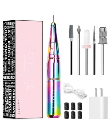 Makartt Cordless Nail Drill Machine, Rechargeable Electric Nail File Estelle Portable Efile with 5pcs Nail Drill Bits, Professional Manicure Set for Acrylic Nails Gel Polish Remove Nail Tech Home DIY ESTELLE Nail Drill