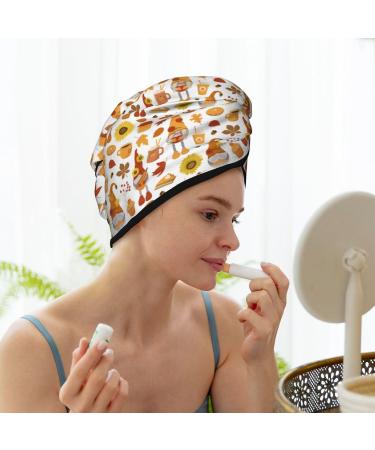 Hair Towel Wrap - Quick Drying Towel Turban with Button | Gnomes Autumn Harvest Design - Buy Online on GoSupps.com