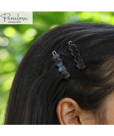Parcelona French Circle Scallop Tortoise Shell Brown Small 1 1/2 Celluloid Hair Clips Set - Pack of 4 for Women and Girls - Buy Online on GoSupps.com